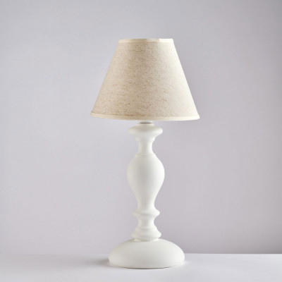 Bonetti Illumina - Cascina - Abatjour classica da comodino con struttura in metallo e paralume in tessuto - Colore: Bianco - 1 Lampadina - E14 - 42W - IP20 - SKU: BL265-LT-BCO