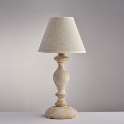 Bonetti Illumina - Cascina - Abatjour classica da comodino con struttura in metallo e paralume in tessuto - Colore: Bianco/Tortora - 1 Lampadina - E14 - 42W - IP20 - SKU: BL265-LT-BT