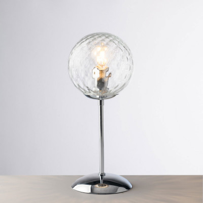 Bonetti Illumina - Demetra - Abatjour in metallo con un diffusore in vetro dal design moderno ed elegante - Colore: Cromato - 1 Lampadina - E14 - 42W - IP20 - SKU: BL279-LT-CR