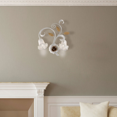 Bonetti Illumina - Cesto - Applique classica da parete doppio diffusore in vetro e struttura in metallo - 2 Lampadine E14 42W - IP20 - SKU: BL274-AP2