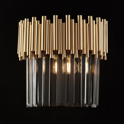 Bonetti Illumina - Ravel - Applique da parete moderna con struttura in metallo e paralume in vetro - Colore: Oro - 2 Lampadine E14 42W - IP20 - SKU: BL268-AP2-OR