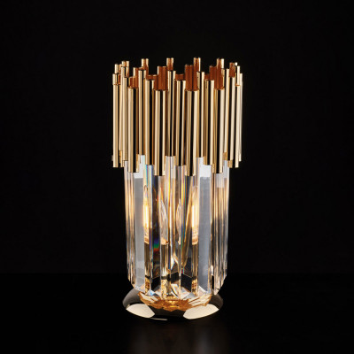  Bonetti Illumina - Ravel - Applique da tavolo moderna con struttura in metallo e paralume in vetro - Colore: Oro - 1 Lampadina E14 42W - IP20 - SKU: BL268-LT-OR 