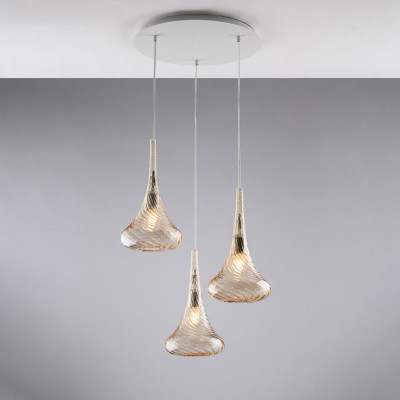 Bonetti Illumina - Nemesi - Lampada a sospensione con 3 diffusori pendenti in vetro dal design moderno - 3 Lampadine E27 55W - IP20 - SKU: BL280-S3