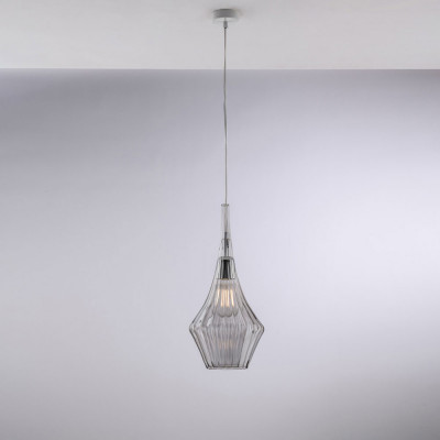 Bonetti Illumina - Zeus - Lampada a sospensione con singolo diffusore in vetro dal design moderno - Colore: Grigio Fumè - 1 Lampadina - E27 - 55W - IP20 - SKU: BL270-S1-GR