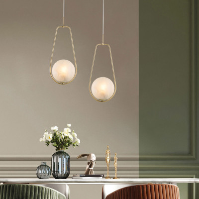 Bonetti Illumina - Afrodite - Lampada a sospensione moderna con struttura in metallo e diffusore in vetro - 1 Lampadina E27 55W - IP20 - SKU: BL286-S1