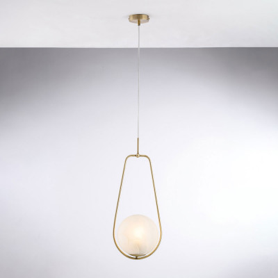 Bonetti Illumina - Afrodite - Lampada a sospensione moderna con struttura in metallo e diffusore in vetro - Colore: Bronzo - 1 Lampadina - E27 - 55W - IP20 - SKU: BL286-S1-BRZ