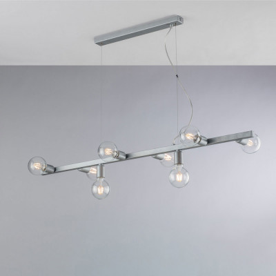 Bonetti Illumina - Fabian - Lampada a sospensione moderna grande con struttura in metallo - Colore: Argento - 8 Lampadine - E27 - 55W - IP20 - SKU: BL293-8-ARG