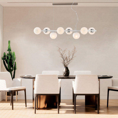Bonetti Illumina - Adrian - Lampada a sospensione moderna grande struttura in metallo e diffusori in vetro - 8 Lampadine E14 42W - IP20 - SKU: BL278-8
