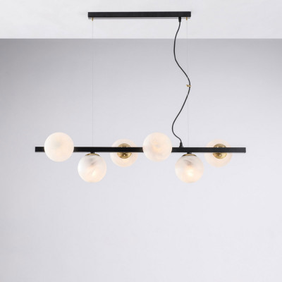 Bonetti Illumina - Adrian - Lampada a sospensione moderna media struttura in metallo e diffusori in vetro - Colore: Nero - 6 Lampadine - E14 - 42W - IP20 - SKU: BL278-6-NR