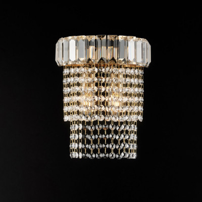 Bonetti Illumina - Vladimir - Lampada da parete classica con struttura in metallo e paralume in vetro - Colore: Oro - 2 Lampadine E14 42W - IP20 - SKU: BL263-AP2-OR