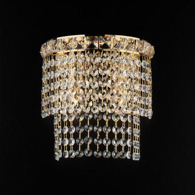 Bonetti Illumina - Wagner - Lampada da parete classica con struttura in metallo e paralume in vetro - Colore: Oro - 2 Lampadine E14 42W - IP20 - SKU: BL266-AP2-OR