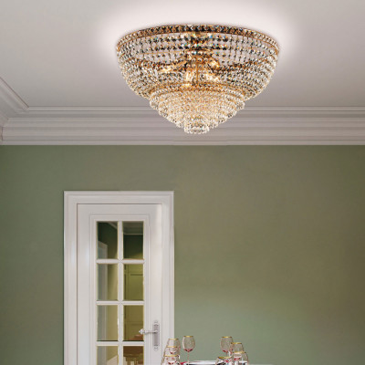 Bonetti Illumina - Wagner - Lampada da soffitto classica con struttura grande in metallo e paralume in vetro - Colore: Oro - 8 Lampadine E14 42W - IP20 - SKU: BL266-PL8-OR
