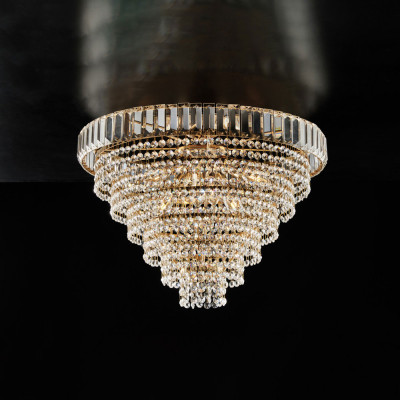 Bonetti Illumina - Vladimir - Lampada da soffitto classica con struttura in metallo e paralume in vetro - Colore: Oro - 6 Lampadine E14 42W - IP20 - SKU: BL263-PL6-OR