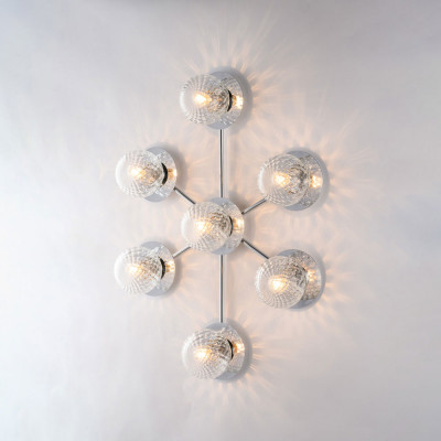 Bonetti Illumina - Armonia - Lampada da soffitto grande in metallo con diffusori in vetro dal design moderno - Colore: Cromato - 7 Lampadine - E14 - 42W - IP20 - SKU: BL285-PL7-CR