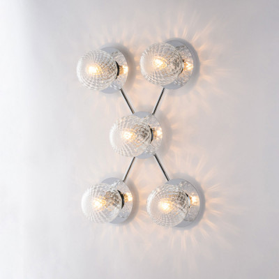 Bonetti Illumina - Armonia - Lampada da soffitto piccola in metallo con diffusori in vetro dal design moderno - Colore: Cromato - 5 Lampadine - E14 - 42W - IP20 - SKU: BL285-PL5-CR