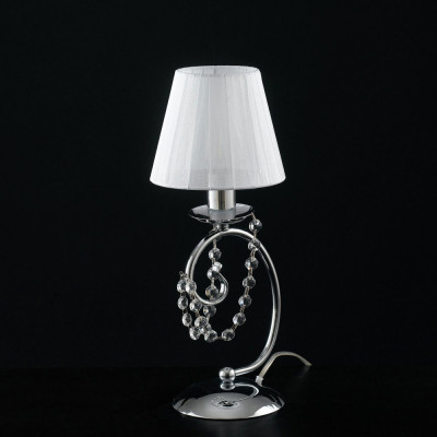 Bonetti Illumina - Magda - Lampada da tavolo classica con strass in cristallo e paralumi in tessuto - Colore: Cromato - 1 Lampadina - E14 - 42W - IP20 - SKU: BL146-LT-CR-PAR