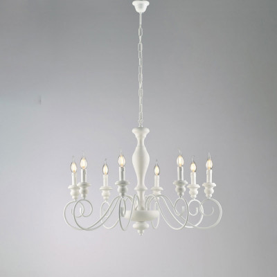 Bonetti Illumina - Cascina - Lampadario classico con 8 braccia e struttura in metallo regolabile in altezza - Colore: Bianco - 8 Lampadine - E14 - 42W - IP20 - SKU: BL265-8-BCO