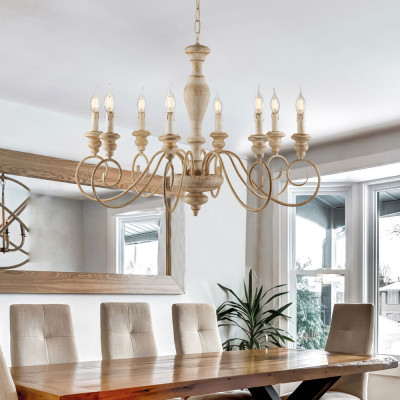Bonetti Illumina - Cascina - Lampadario classico con 8 braccia e struttura in metallo regolabile in altezza - 8 Lampadine E14 42W - IP20 - SKU: BL265-8