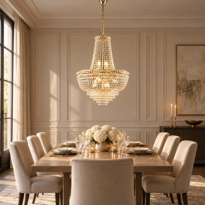 Bonetti Illumina Wagner Lampadario classico con struttura in metallo e paralume in vetro Colore: Oro