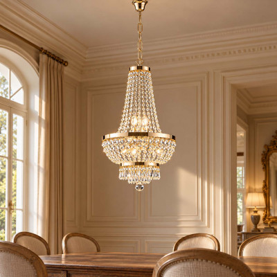 Bonetti Illumina Mozart Lampadario classico in metallo con 5 luci con strass in cristallo Colore: Oro