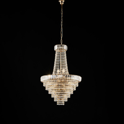 Bonetti Illumina - Vladimir - Lampadario classico rotondo con struttura in metallo e paralume in vetro - Colore: Oro - 8 Lampadine E14 42W - IP20 - SKU: BL263-8-OR