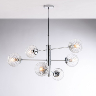 Bonetti Illumina - Demetra - Lampadario grande in metallo con 6 diffusori dal design moderno ed elegante - Colore: Cromato - 6 Lampadine - E14 - 42W - IP20 - SKU: BL279-6-CR