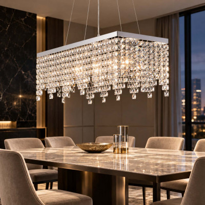 Bonetti Illumina Penelope Lampadario in metallo cromato 4 luci con strass in cristallo Colore: Cromato