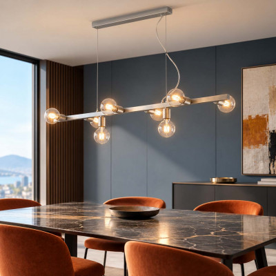 Bonetti Illumina Fabian Lampadario moderno grande con struttura in metallo Colore: Argento