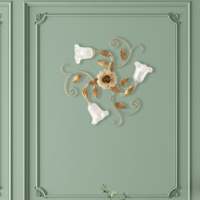 Bonetti Illumina - Cesto - Plafoniera classica media con 3 diffusori in vetro e struttura in metallo - 3 Lampadine E14 42W - IP20 - SKU: BL274-PL3