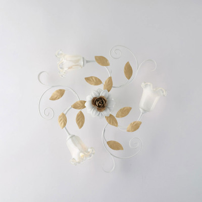 Bonetti Illumina - Cesto - Plafoniera classica media con 3 diffusori in vetro e struttura in metallo - Colore: Bianco - 3 Lampadine - E14 - 42W - IP20 - SKU: BL274-PL3-BCO