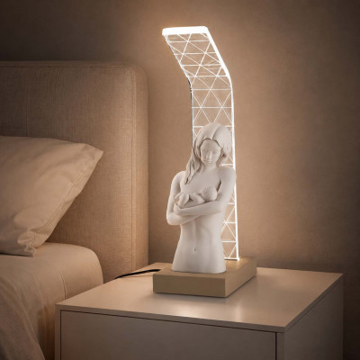 Bongelli Preziosi Abat-jour LED moderna con scultura abbraccio di mamma Colore: Nocciola