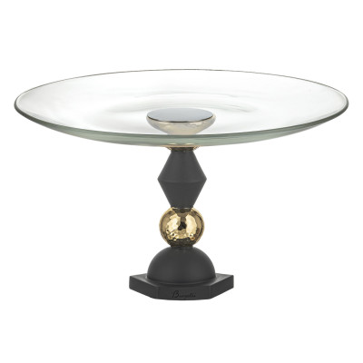 Bongelli Preziosi Liberty Alzata in marmorino con piano in vetro dal design elegante Colore: Nero/Oro