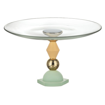 Bongelli Preziosi Liberty Alzata in marmorino con piano in vetro dal design elegante Colore: Verde/Oro