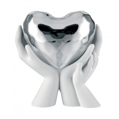 Bongelli Preziosi Bomboniera Battesimo - statuina grande con mani che abbracciano un cuore Colore: Argento