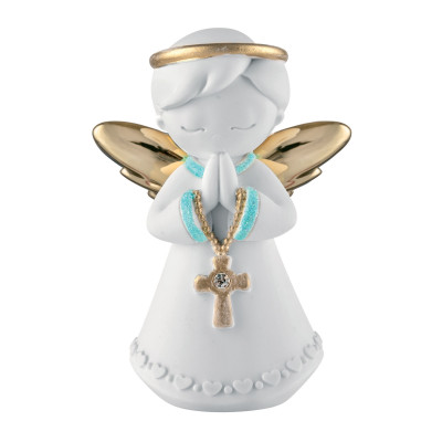 Bongelli Preziosi Bomboniera comunione - statuina con angioletto con le ali che prega Colore: Celeste