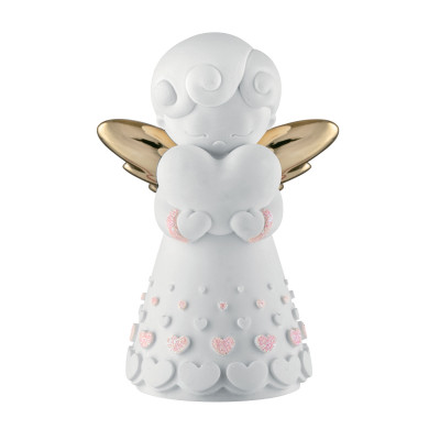 Bongelli Preziosi Bomboniera nascita - statuina piccola con angioletto con le ali e cuore Colore: Rosa