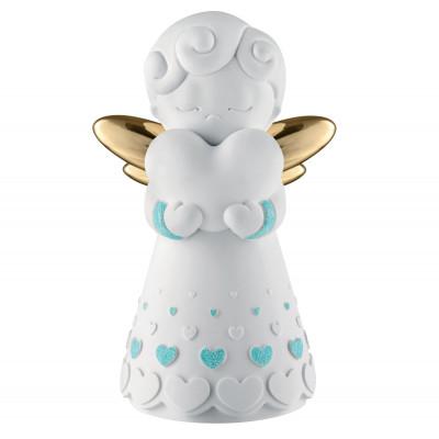 Bongelli Preziosi Bomboniera nascita - statuina grande con angioletto con le ali e cuore Colore: Celeste