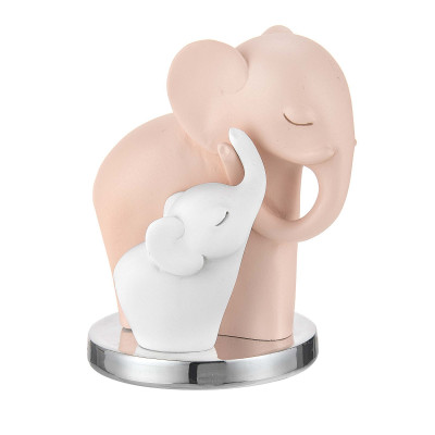 Bongelli Preziosi Bomboniera per battesimo - Scultura con famiglia di elefanti in marmorino Colore: Rosa
