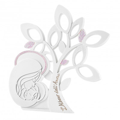Bongelli Preziosi L'Albero dell'Amore Bomboniera per battesimo - Scultura piccola albero della vita e maternità Colore: Rosa