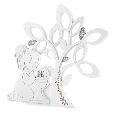 Bongelli Preziosi L'Albero dell'Amore Bomboniera per comunione - Scultura da tavolo con albero della vita bambina Colore: Bianco