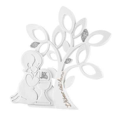 Bongelli Preziosi L'Albero dell'Amore Bomboniera per comunione - Scultura da tavolo con albero della vita bambino Colore: Bianco