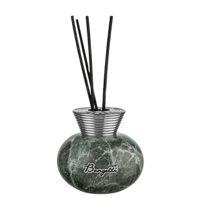 Bongelli Preziosi Marmo Bottiglia profumatore in marmo rotondo con bastoncini Colore: Verde/Argento