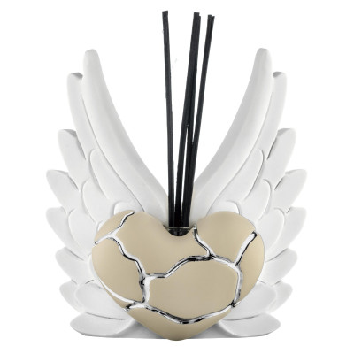 Bongelli Preziosi Cuore Ali Bottiglia profumatore in marmorino in stile kintsugi Colore: Bianco/Nocciola/Argento