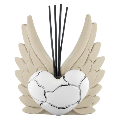 Bongelli Preziosi Cuore Ali Bottiglia profumatore in marmorino in stile kintsugi Colore: Nocciola/Bianco/Argento