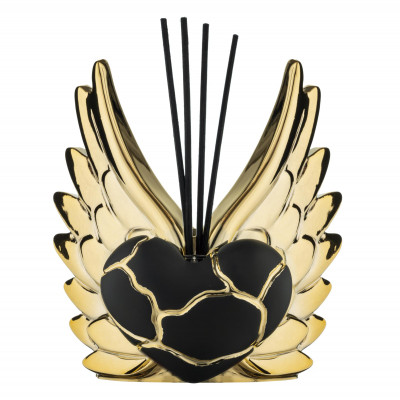 Bongelli Preziosi Cuore Ali Bottiglia profumatore in marmorino in stile kintsugi Colore: Oro/Nero/Oro