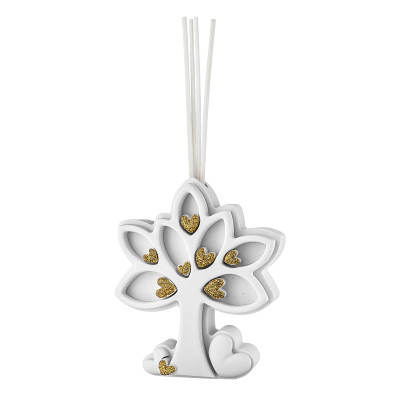 Bongelli Preziosi Bottiglia profumatore in marmorino dal design moderno Albero della Vita Colore: Bianco/Oro