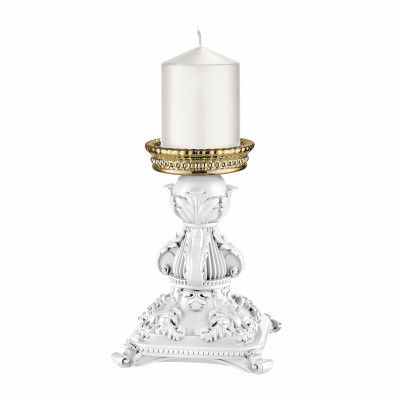 Bongelli Preziosi Flame Candelabro basso in marmorino dal design moderno ed elegante Colore: Bianco