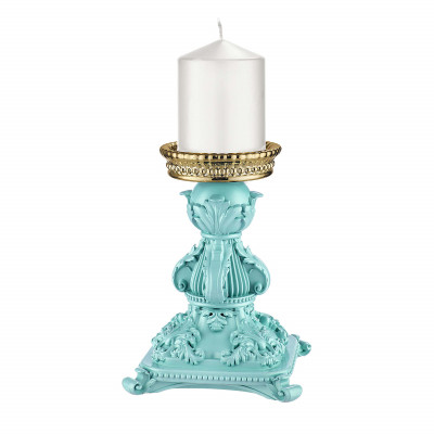 Bongelli Preziosi Flame Candelabro basso in marmorino dal design moderno ed elegante Colore: Blu Cristallo