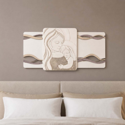 Bongelli Preziosi Capezzale contemporaneo per camera da letto con maternità su pannello in legno Colore: Rovere Breeze