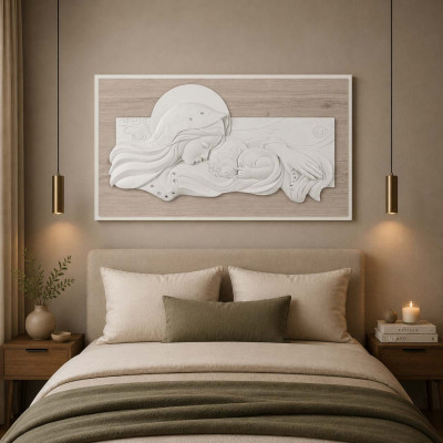 Bongelli Preziosi Capezzale moderno con la maternità in marmorino e pannello in legno Colore: Rovere Breeze